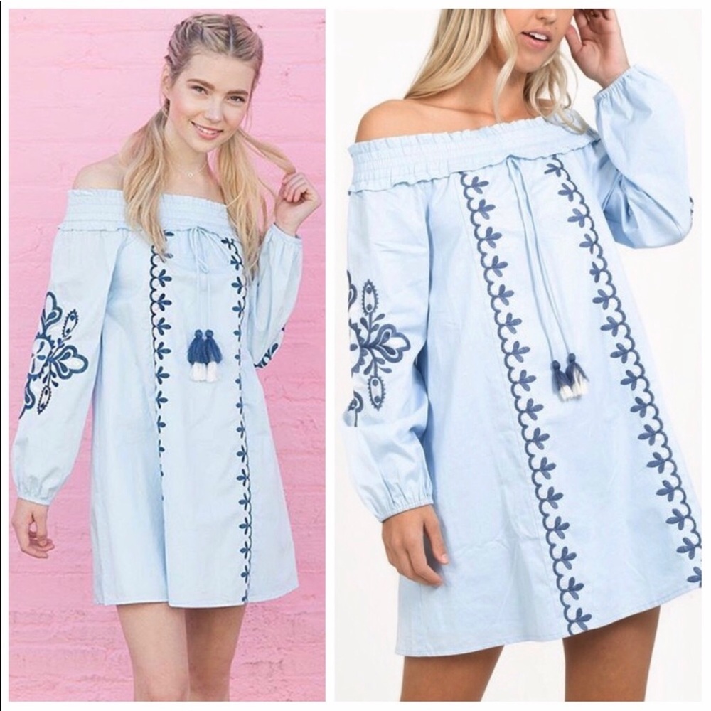 Blue off shoulder boho!